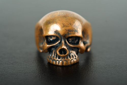 Skull ring handmade bronze ring skull jewelry handmade metal accessories - MADEheart.com
