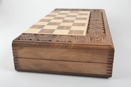 Unusual handmade wooden chessboard wood craft chess board design board games - MADEheart.com