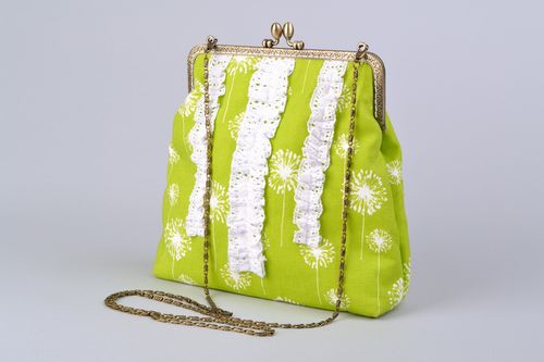 Bolso original hecho a mano de tela en estilo boho verde para mujer  - MADEheart.com