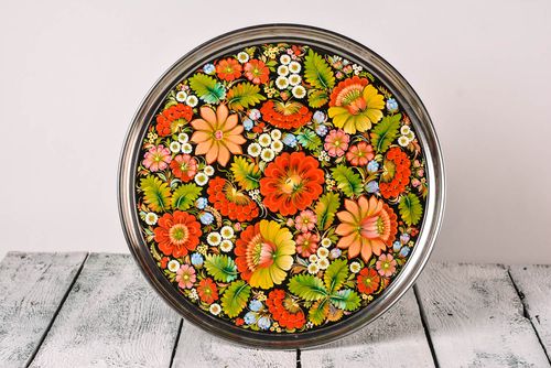 Handgefertigt Tablett Metall Küche Geschirr Tablett rund originelles Geschenk - MADEheart.com