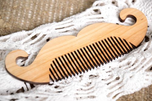 Stylish handmade wooden comb for men mustache comb beard comb best gifts for him - MADEheart.com