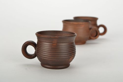 Clay small espresso coffee classic style rustic cup with handle - MADEheart.com