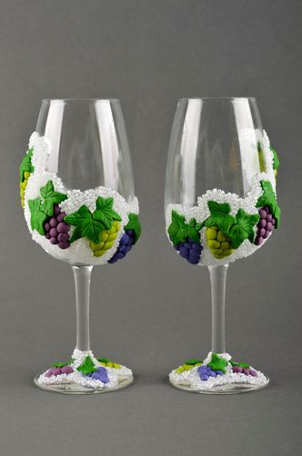Unusual handmade wine glass design decorative glass ware gift ideas 2 pieces - MADEheart.com