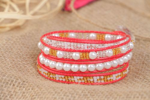 Beautiful handmade designer wide woven bead bracelet - MADEheart.com