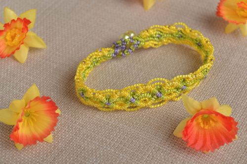 Beautiful handmade woven thread bracelet textile wrist bracelet gifts for her - MADEheart.com