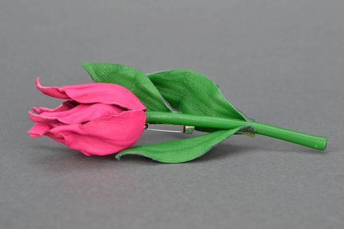 Leder Brosche Blume Tulpe - MADEheart.com