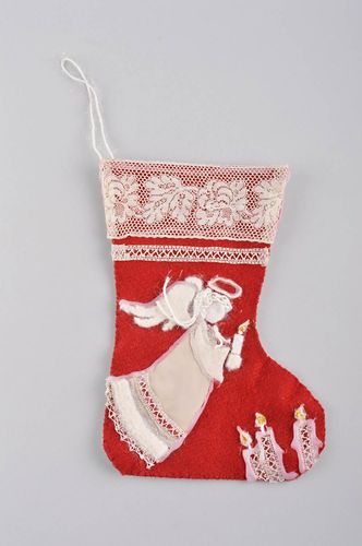 Новогодняя игрушка handmade новогодний носок игрушка на Рождество с ангелом - MADEheart.com