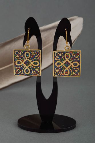 Handmade designer metal earrings unusual stylish earrings female jewelry - MADEheart.com