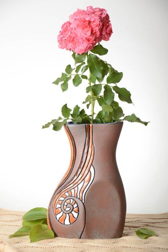 Vase céramique fait main Vase original marron design Déco maison 1,2 l - MADEheart.com