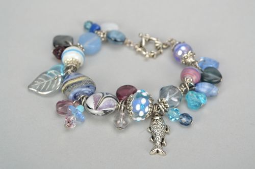 Glass bracelet in marine style - MADEheart.com