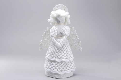 Juguete de peluche hecho a mano Ángel tejido a ganchillo de algodón y acrílico - MADEheart.com