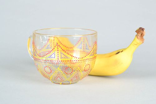 Tasse décorée de lornement fait main en verre - MADEheart.com