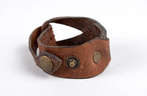 Handmade leather bracelet unisex brown bracelet stylish accessory gift - MADEheart.com