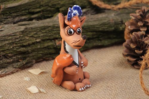 Keramische Statuette Fuchs einzigartig schön ungewöhnlich interessant handgemacht - MADEheart.com