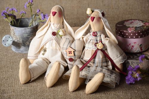 Handmade soft toys stuffed animals rabbit toys nursery decor wedding gift ideas - MADEheart.com