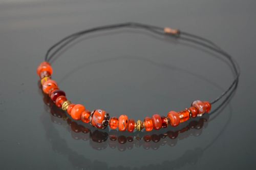 Orange lampwork bead necklace Nadia - MADEheart.com