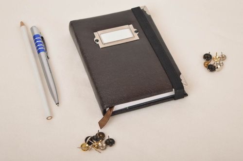 Carnet de notes Agenda fait main couverture en cuir marron design Cadeau homme - MADEheart.com