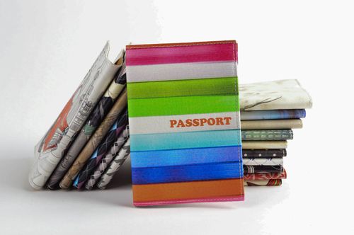 Обложка на паспорт ручной работы полосатая необычный подарок кожаный аксессуар - MADEheart.com