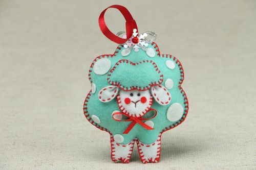 Adorno para el árbol de Navidad Ovejita de color azul turquí - MADEheart.com