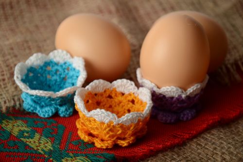 Set of handmade crochet egg holders 3 pieces - MADEheart.com
