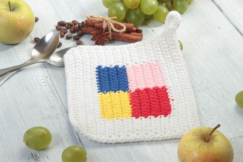 Unusual handmade pot holder homemade crochet potholder home textiles gift ideas - MADEheart.com