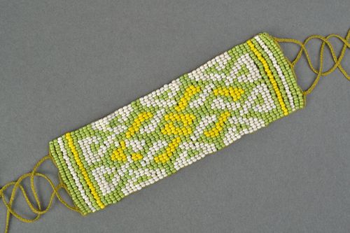 Wide beaded bracelet with ornament - MADEheart.com