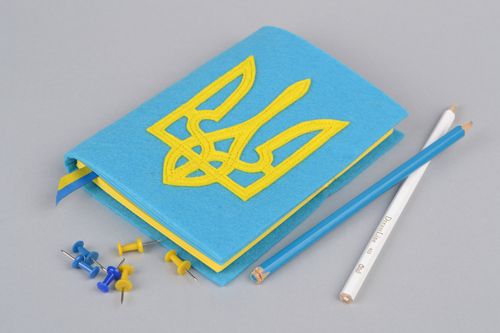 Handmade beautiful designer notepad with fabric cover and with bookmark 100 sheets Ukraine - MADEheart.com
