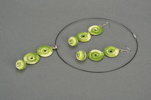 Conjunto de jóias feito à mão colar e brincos de malha - MADEheart.com