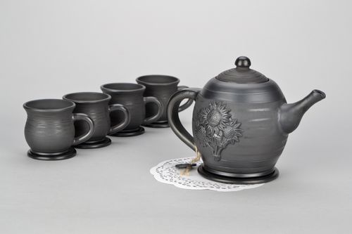 Keramik Teekanne mit Untersetzer - MADEheart.com