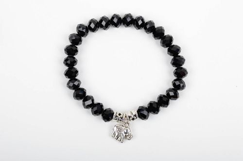 Handmade black bracelet accessory made of Czech beads female wrist jewelry - MADEheart.com