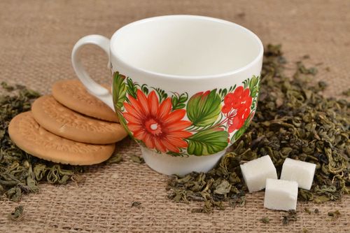 Taza de porcelana hecha a mano blanca utensilio de cocina regalo original - MADEheart.com