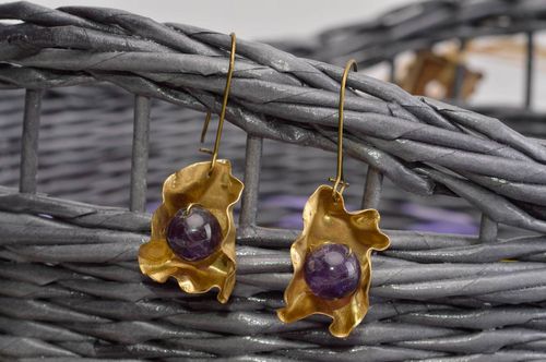 Pendientes hechos a mano con amatista accesorio para mujeres regalo original - MADEheart.com