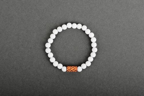 Handmade accessories beautiful white bracelet with beads beaded jewelry  - MADEheart.com