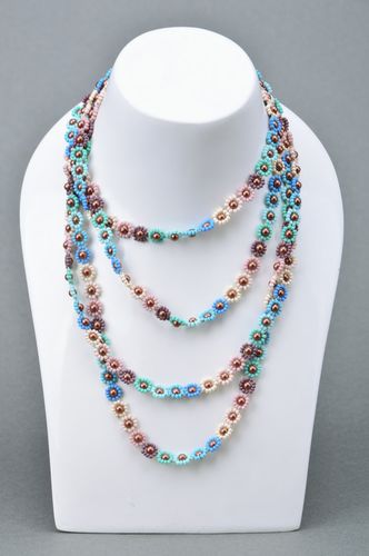Collier tressé en perles de rocaille long fait main multicolore pour femme - MADEheart.com