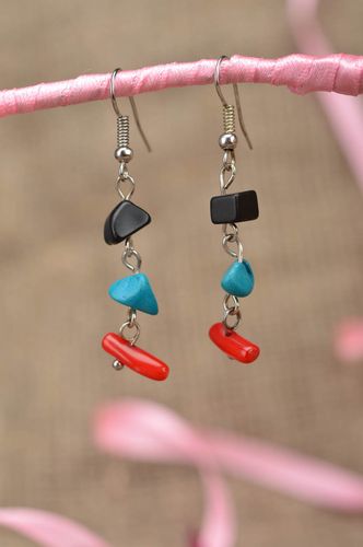 Handmade colorful female beautiful designer stylish earrings with stones - MADEheart.com