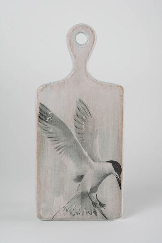 Unusual handmade decoupage wooden chopping board with bird image - MADEheart.com