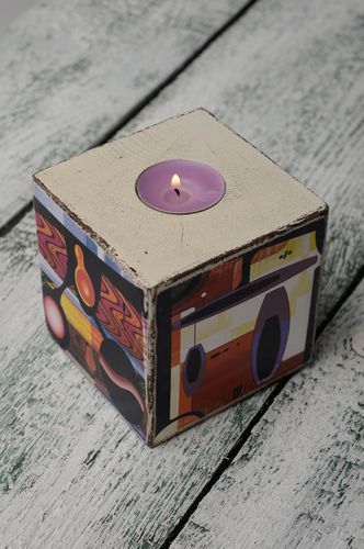 Decoupage Kerzenhalter aus Holz - MADEheart.com