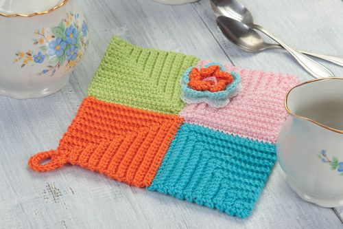 Handmade Topflappen gehäkelt Küche Zubehör Handarbeit Topflappen saftig - MADEheart.com