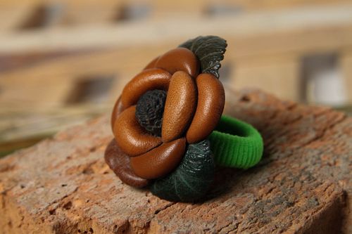 Handmade hair tie flower hair leather goods designer accessories gifts for girls - MADEheart.com