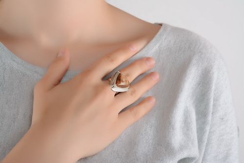Silver ring with a cow horn - MADEheart.com