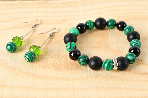 Set di orecchini e bracciale fatto a mano kit di accessori di malachite onice - MADEheart.com
