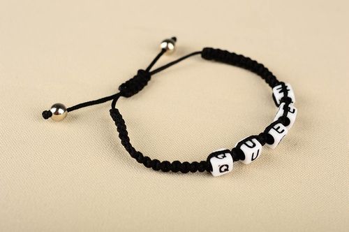 Handmade black stylish bracelet unusual textile bracelet elegant jewelry - MADEheart.com