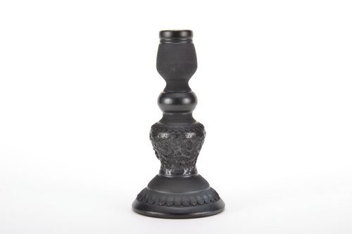 Candlestick, stand for candle made from black smoke ceramics - MADEheart.com