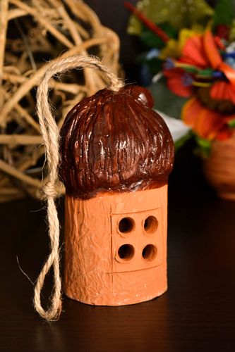 Cloche sonnette faite main Clochette à vent hutte en argile Déco maison - MADEheart.com