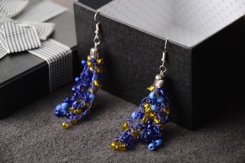 Unusual handmade beaded earrings long woven earrings fashion tips gift ideas - MADEheart.com