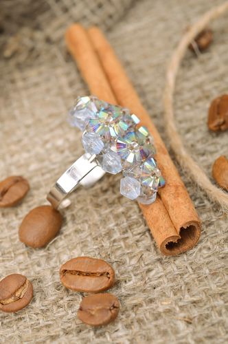 Large shining handmade pearl bead ring for girl - MADEheart.com