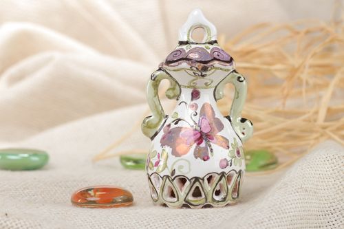 Декоративный керамический колокольчик с покрытием эмалью ручной работы с птицей - MADEheart.com