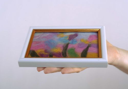 Buntes Bild aus Wollfaser Blumen - MADEheart.com