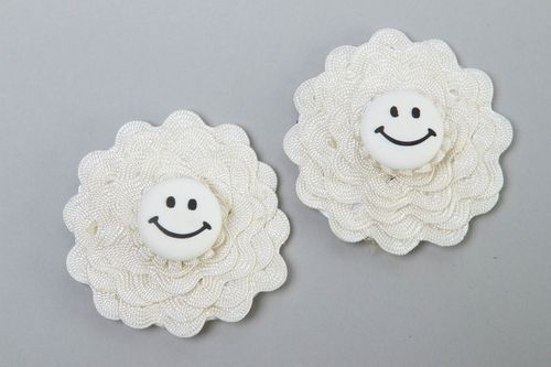 Pinces cheveux faites main Barrettes cheveux rondes blanches Cadeau fille 2 pcs - MADEheart.com