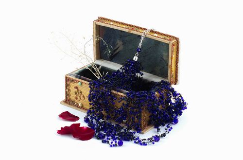 Collier en perles de rocaille Bijou fait main bleu original Cadeau femme - MADEheart.com